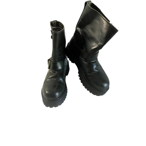 FUGGA Mens 8.5 Hunter Green Leather Boots Y2K - Picture 1 of 16